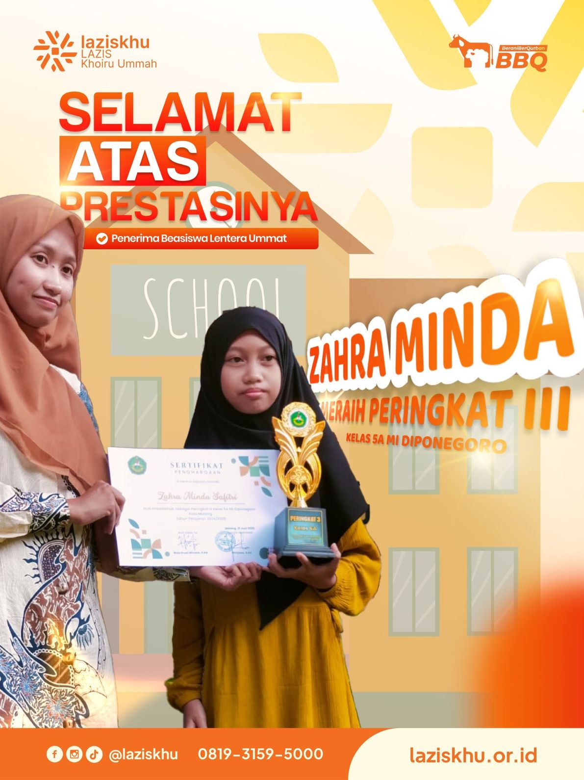 Sering Dibully Karena Yatim, Zahra Kini Membanggakan Sekolahnya